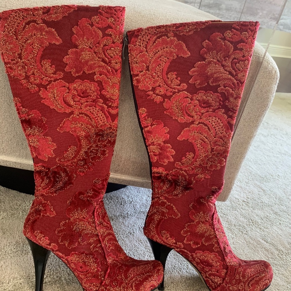 Rockwell Tharpe Floral Brocade Boots